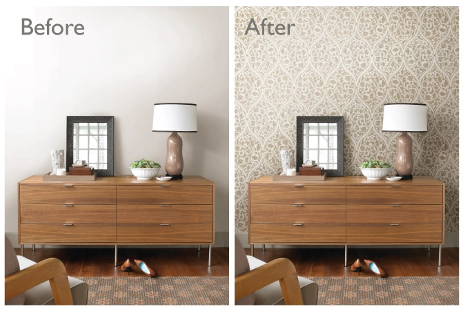Wallpaper installation project in Glendale, California