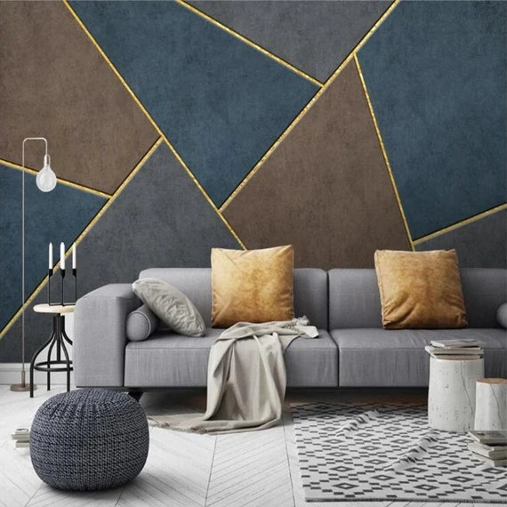 Luxury wallpaper installation in a modern living room in Los Angeles